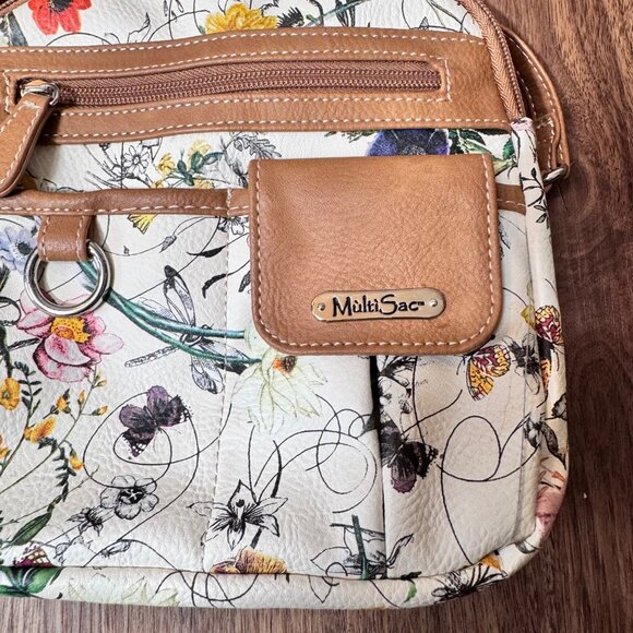 Multisac Floral Crossbody Purse Adjustable Strap Multiple Pockets Faux‎ Leather - Picture 4 of 11